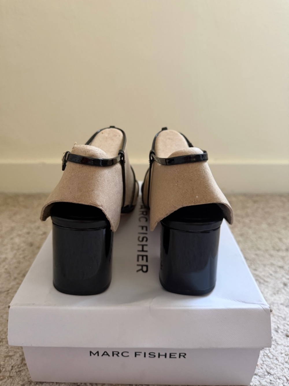 Marc Fisher Black Strappy Heeled Sandals Size 11M | Square Toe Minimalist Chic - Picture 3 of 5